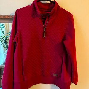 Women's Quilted Quarter-Zip Pullover | M Petite | Red
